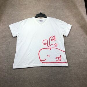Marushka  white Short Sleeve V Neck with Red Whale Size 2XL